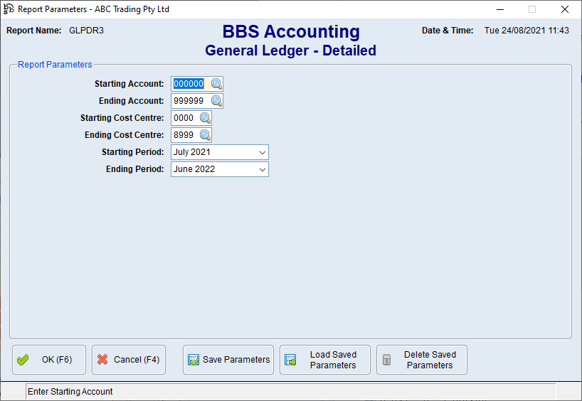 General Ledger - Detailed Screen General Ledger - Detailed Screen