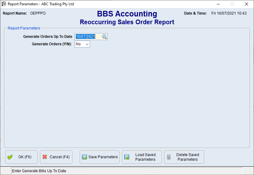 Reoccurring Sales Order Report Screen Reoccurring Sales Order Report Screen