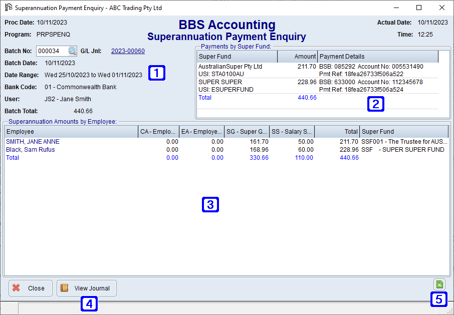 Superannuation Payment Enquiry Screen Superannuation Payment Enquiry Screen