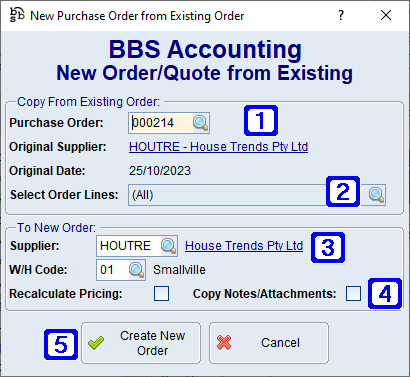 New Order/Quote from Existing Screen New Order/Quote from Existing Screen