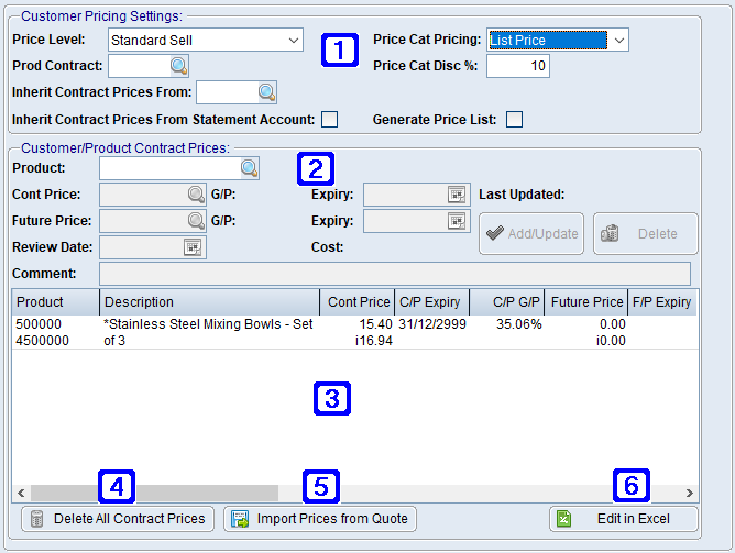 Customer/Contract Pricing Tab Screen Customer/Contract Pricing Tab Screen