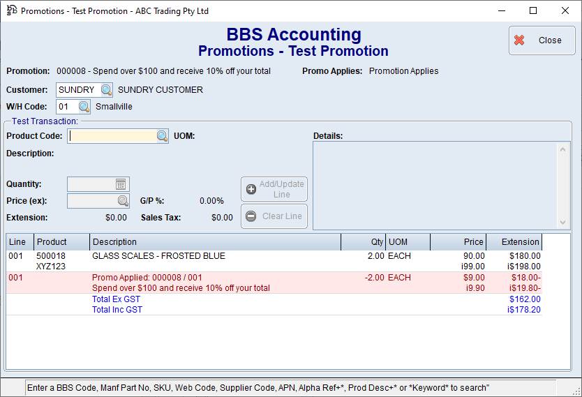 Promotions - Test Promotion Screen Promotions - Test Promotion Screen