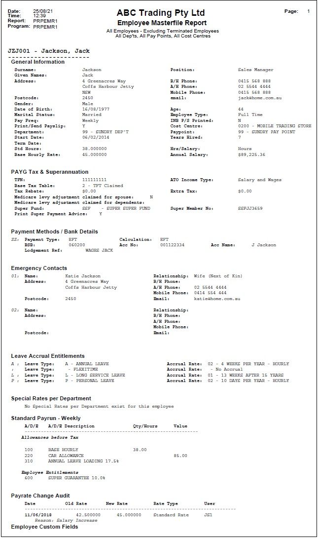 Example of Employee Masterfile Report/Listing - PDF Example of Employee Masterfile Report/Listing - PDF