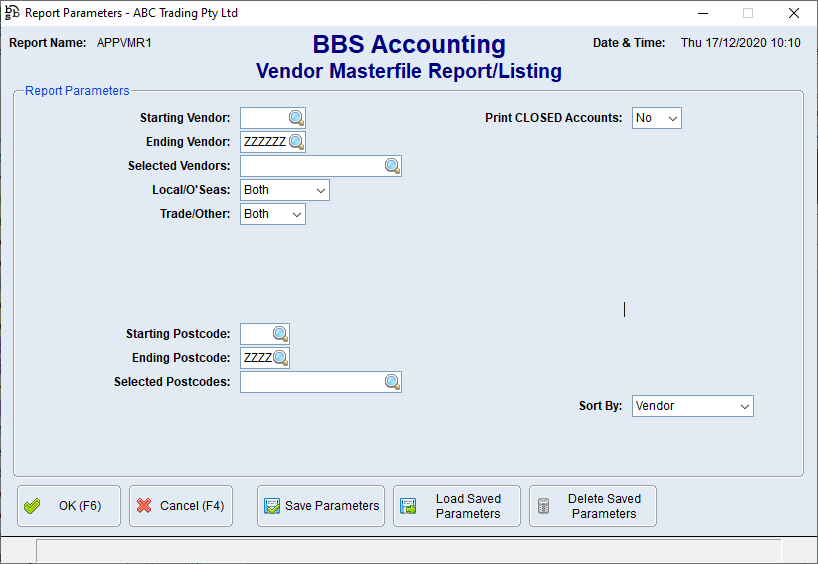 Example of a Reports Screen Example of a Reports Screen