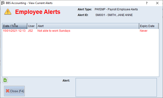 Example of an Employee Alert Example of an Employee Alert