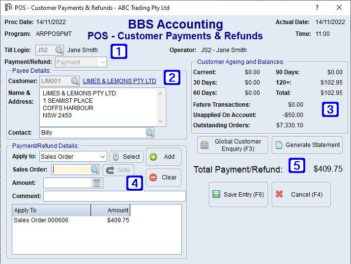 POS - Customer Payments & Refunds Screen POS - Customer Payments & Refunds Screen